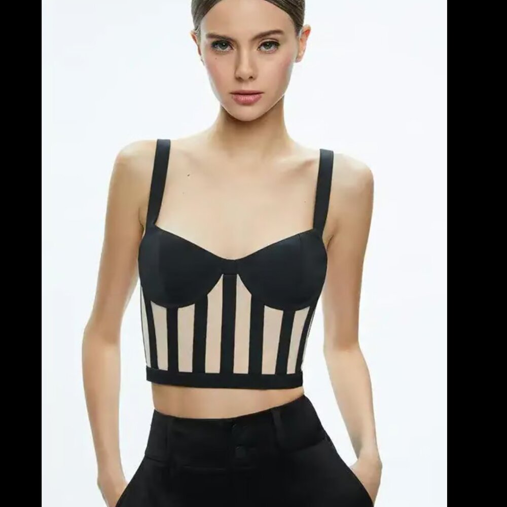 Alice + Olivia helene striped bustier top Size 4